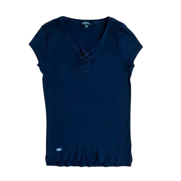 Lauren Ralph Lauren Navy Blue Women’s Tee Large 100% cotton - Picture 1 of 7